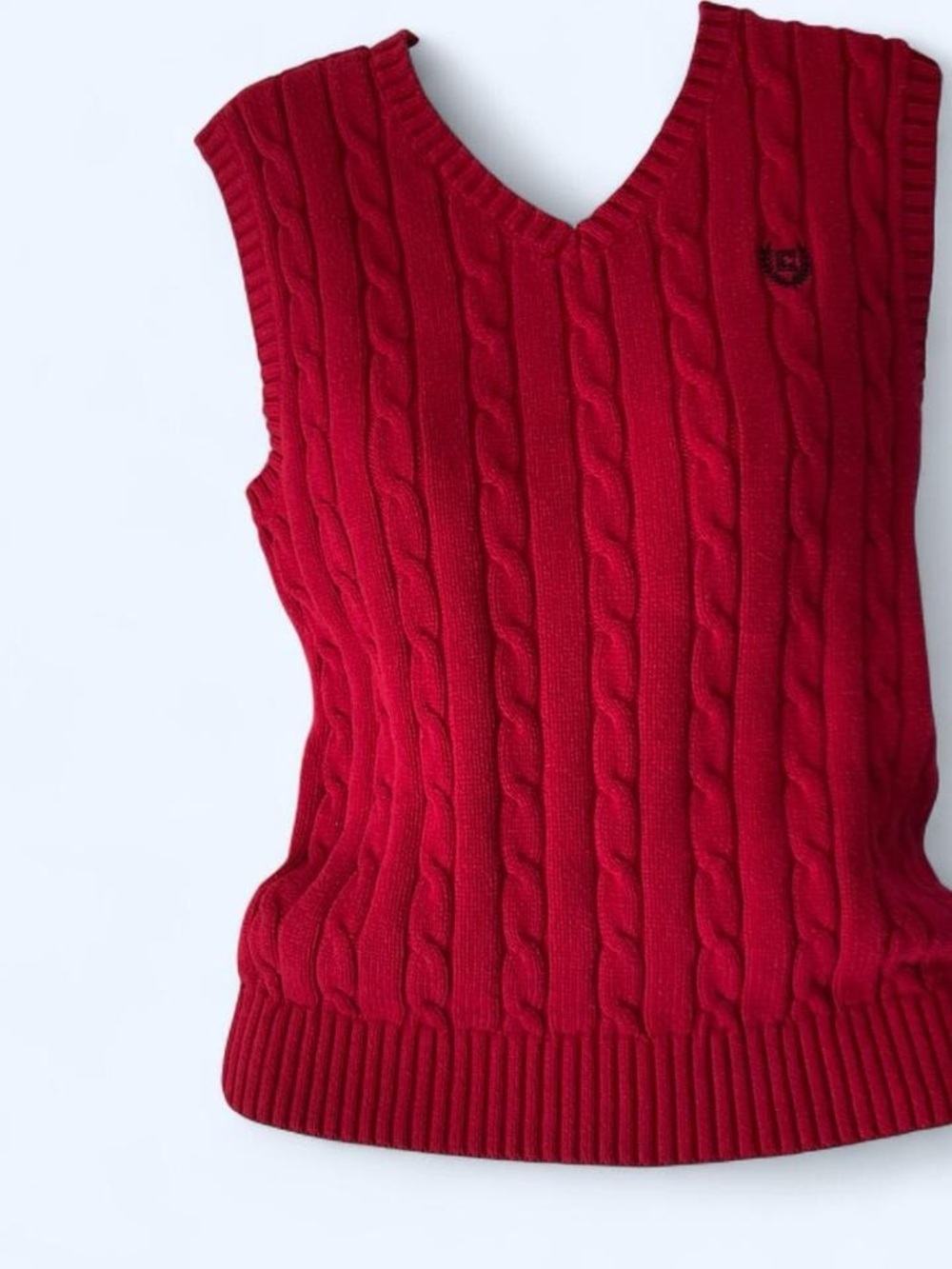 Chaps Red Cable-Knit V-Neck Sweater Vest L
